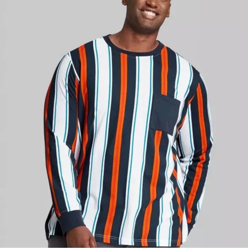 Original Use Men's Size XL Striped Regular Fit Crewneck Long Sleeve T-Shirt